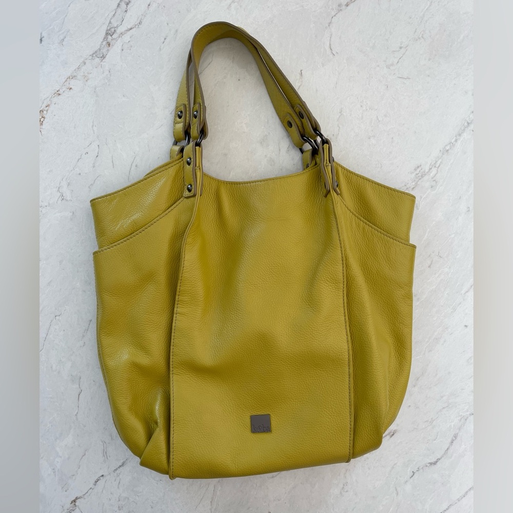 KOOBA Carmina Large Hobo Bag in Soft Yellow Leather